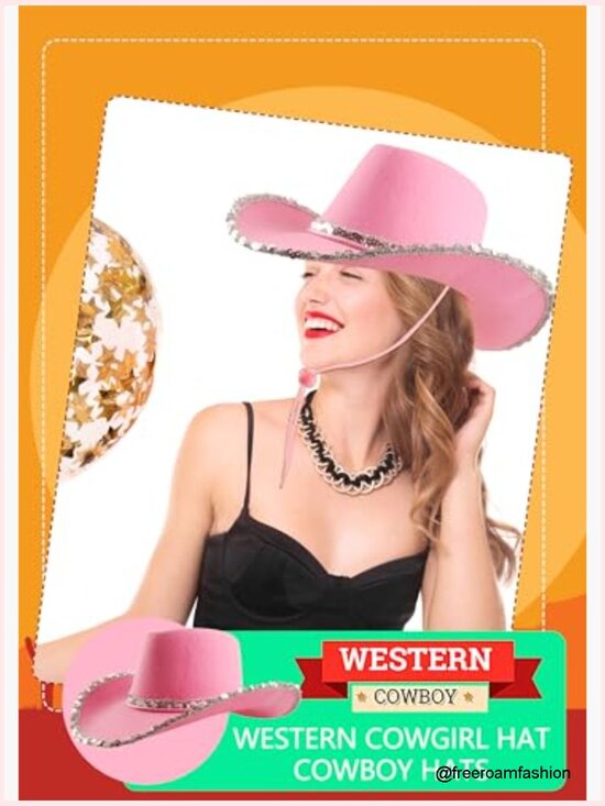 4 Pack Sequin Cowboy Hats for Women Fancy Dress Accessory Party main image 5